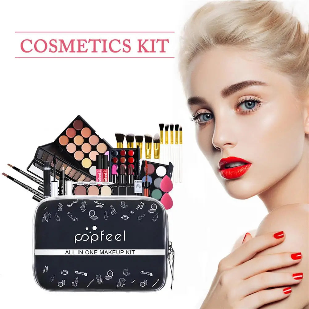 All-in-One Makeup Kit: Lip Gloss, Eyeshadow, Concealer & Brush Set – Portable Beauty Gift Set for Women & Girls